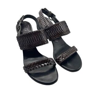 Stuart Weitzman Vintage Snakeskin Heeled Sandals Women’s‎ 8 US Dark Grey
